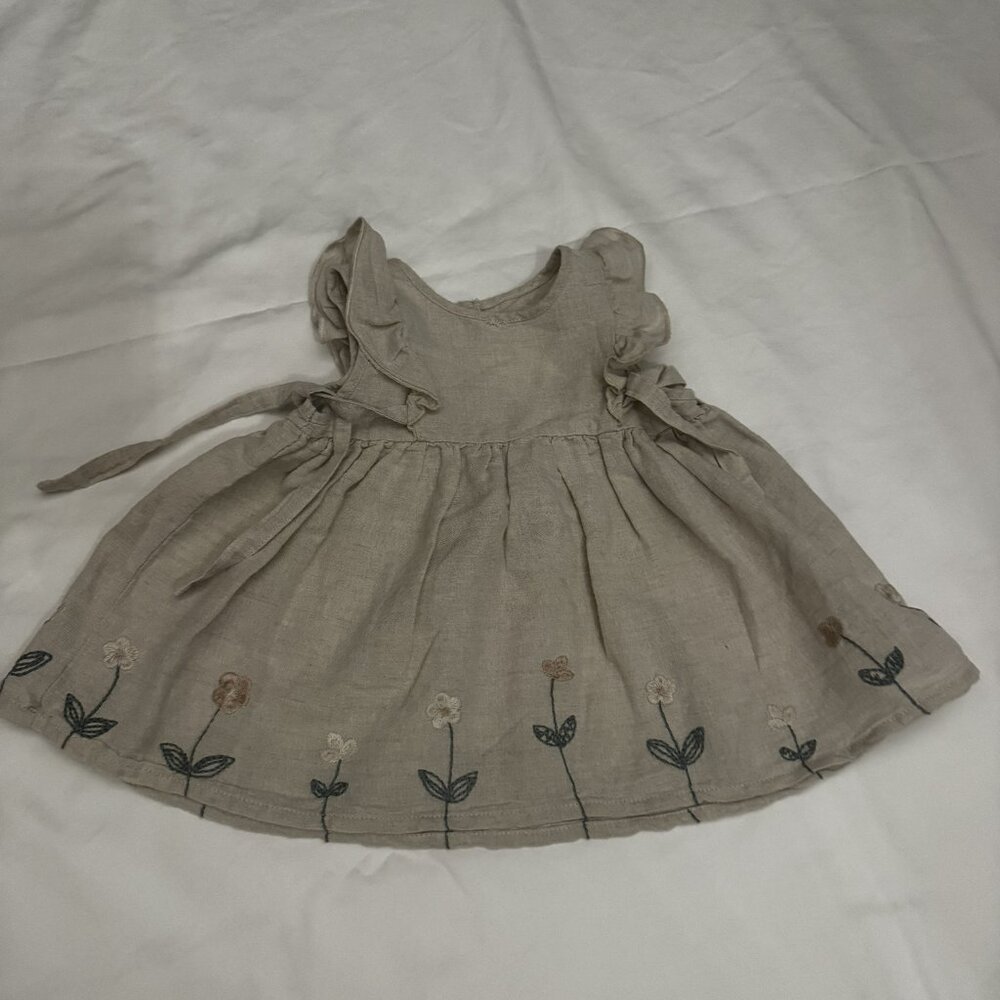 Elegant Baby | Tea Party Picnic Floral Embroidered Dress 3-6M (No bloomers) - Picture 3 of 6